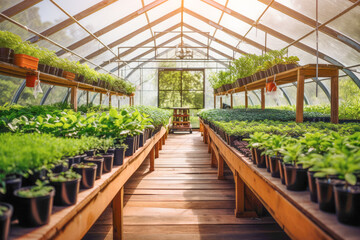 Leafy Green Oasis: A greenhouse thrives with the growth of lush leaves and organic vegetables, showcasing the power of controlled farming.