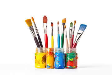 Fototapeta premium An isolated paintbrushes stands as a representation of the artistic world, where creativity, color, and design merge to form a unique expression.
