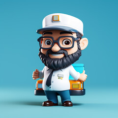 3d bus driver cartoon character 