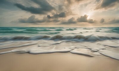 Gentle sea waves on sandy beach