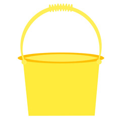 bucket, yellow bucket, metal bucket, plastic bucket, baby bucket, empty bucket