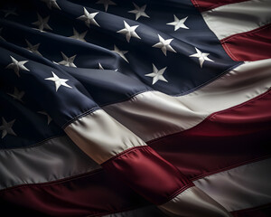 USA flag. American flag. Silk American flag blowing in the wind. Generative AI
