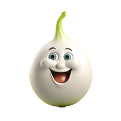 Cute friendly onion cartoon character isolated on transparent background.