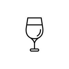 Wine glass line icon isolated on white background