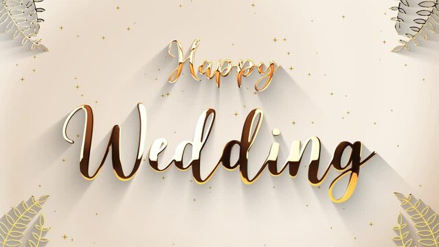 happy wedding with a gold theme with empty space to place photos of the couple