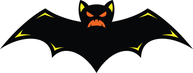 scary black bat vector icon