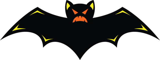 scary black bat vector icon