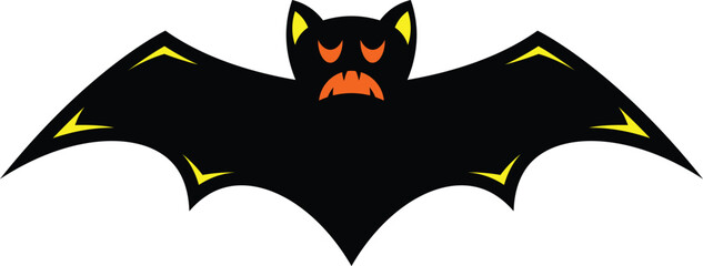 scary black bat vector icon