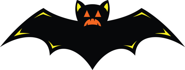 scary black bat vector icon