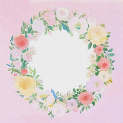 circular floral frame mockup, generative ai,  pink floral frame for design