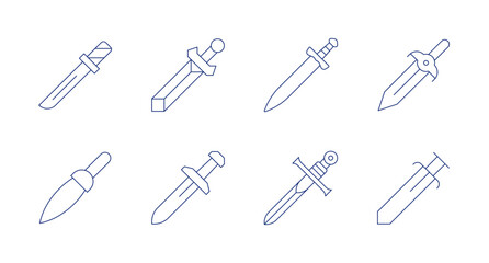 Sword icons. editable stroke. Containing sword, swords.