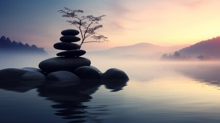 Obraz na płótnie Canvas meditative zen background, 16:9, concept: yoga