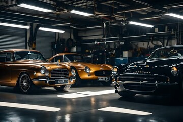 An HD photograph of a meticulously organized garage, radiating an air of sophistication.