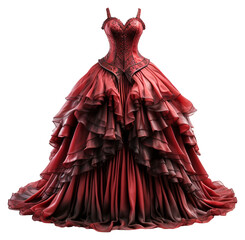 Red gothic dress. PNG. Ai generated image. - 647720365