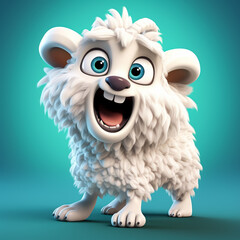 3d cute cartoon sheep monster realistic 3d monster 