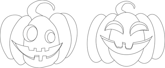 halloween jack o lantern pumpkin set  outline