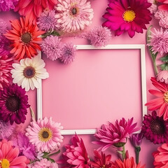 Obraz premium Flowered White Border Frame Generative AI