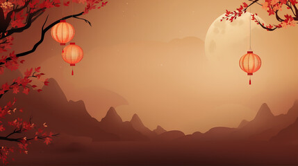 Obraz premium Decorative background of Chinese traditional festival Mid-Autumn Festival,created with generative ai tecnology.