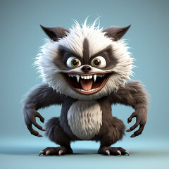 Fototapeta premium 3d cute cartoon raccoon monster realistic 3d monster 