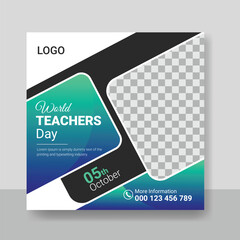 World Teachers day Social media posts banner template design, education, study square poster design