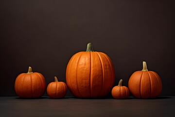 Halloween pumpkins on plain background in minimal style