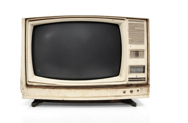 Old television isolated on white background