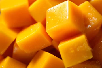 Photo sur Plexiglas Photographie macro Close-up macro photo of mango fruit and mango cubes