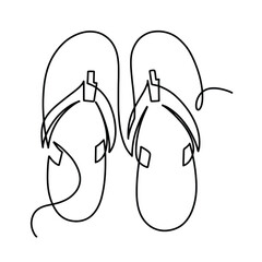 Vector continuous one line flip flops illustration