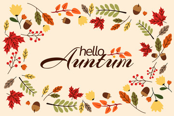Autumn leaves background vector template