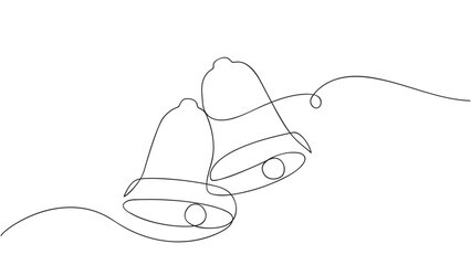 Christmas Bell one line drawing. bell continuous. Vector