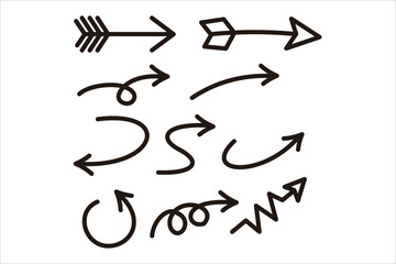 set of hand drawn arrows .Vector doodle design elements. Illustration on white background.for business infographic, banner, web and concept design.