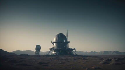 Obraz premium space base on the surface of the planet