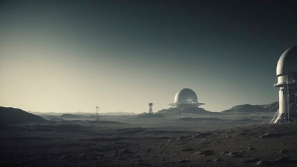 Obraz premium space base on the surface of the planet