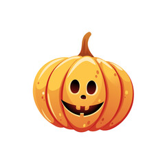 Halloween yellow pumpkin with a cheerful expression.The symbol of the Halloween holiday.Vector illustration.