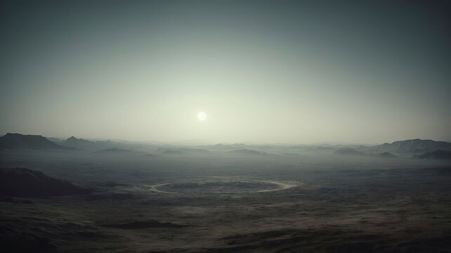 space program ilustration, beautiful landscape, dim light, shallow depth of field, vignette, highly detailed, cinemascope