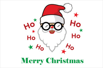 Santa with glasses smile in cartoon style, for christmas design vector illustration