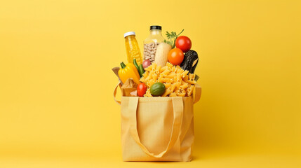 bag of vegetables with yellow background for use HD HIGH QUALITY 8K 16K 2K IMAGE