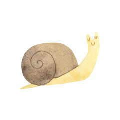 Design element for pattern, watercolor illustration of a funny snail © Evgeniia