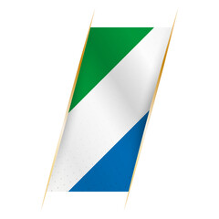 Sierra Leone flag in the form of a banner with waving effect and shadow.
