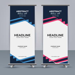 Abstract Vector aqua and orange color modern roll up banner design