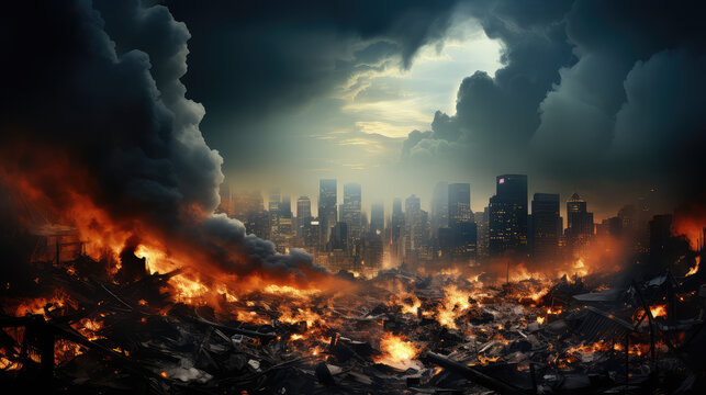 The Desolate Echoes: Dystopian Apocalyptic City as Envisioned by Generative AI