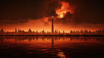 Fototapeta premium The Desolate Echoes: Dystopian Apocalyptic City as Envisioned by Generative AI