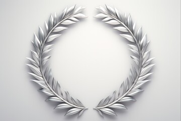 Silver Laurel Wreath Award - Winner's Symbol of Achievement. 3D Illustration Isolated with Decorative Chaplet Element - obrazy, fototapety, plakaty