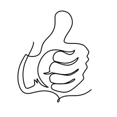 Vector continuous one line Thumb up in illustration
