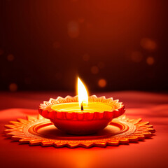 Diwali celebration. Background mockup with burning candles.