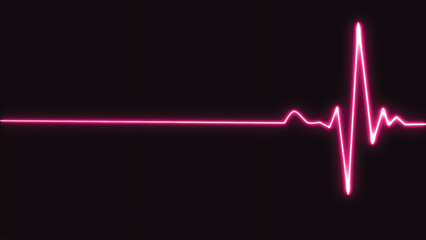 Glowing neon purple Heartbeat pulse line rate graph. Electrocardiogram show heart beat line. cardiogram, Heart pulse. Medical laboratory concept
