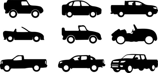 set of silhouettes of cars