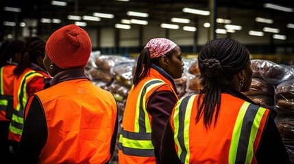 Obraz premium On the Warehouse Floor: Busy Day in Shipping