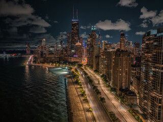 Chicago aerial view at night