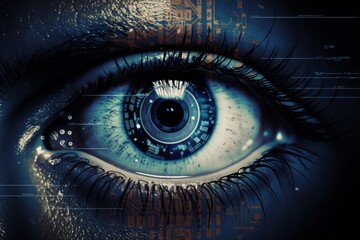 closeup shot of an eye of computer system technology